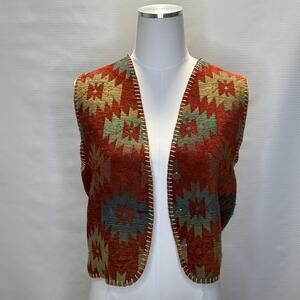 Rhonda Stark Vest Women’s Size Small Southwestern Aztec Tribal Button Front